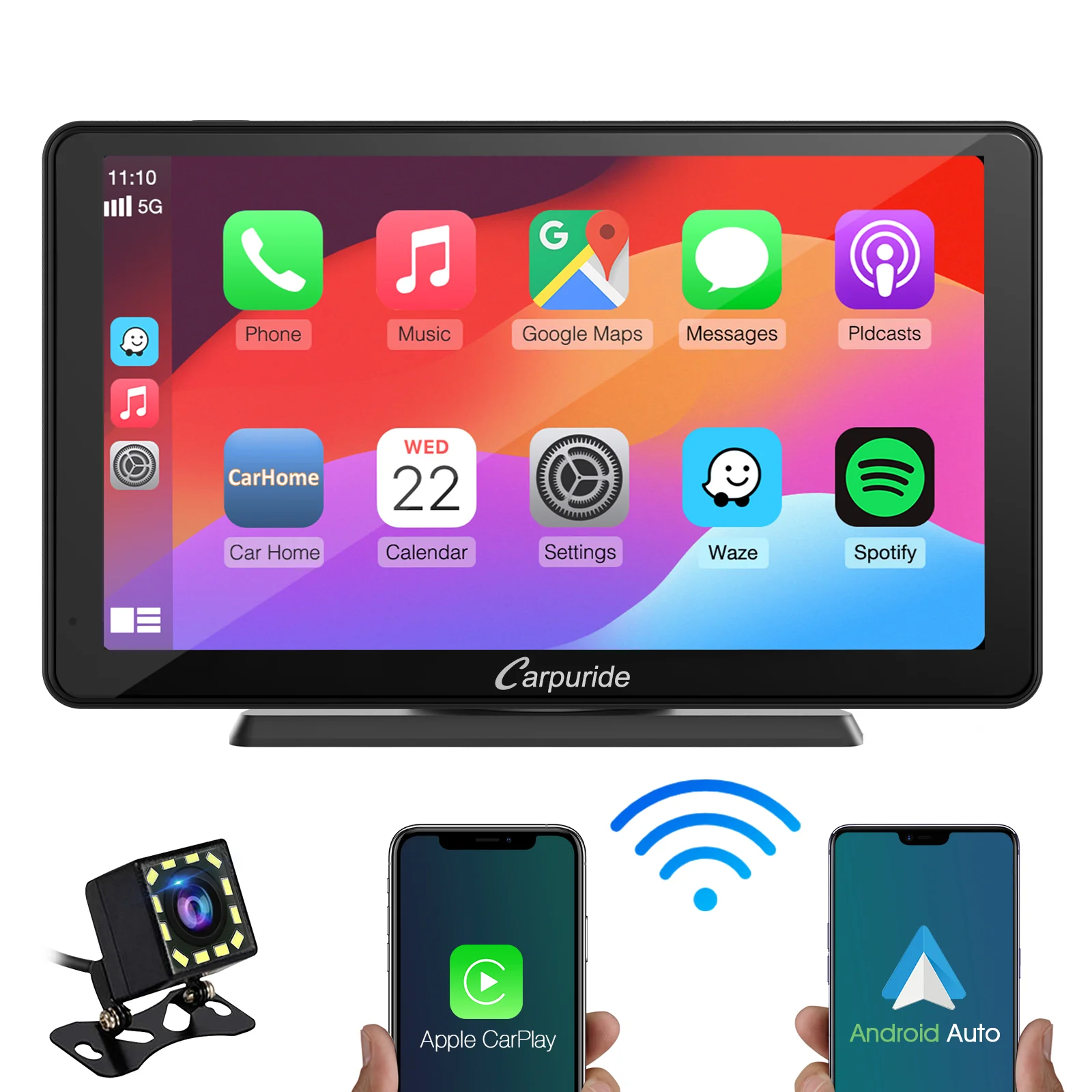 CARPURIDE C3 Portable Smart Multimedia Dashboard Console with Detachable Sunshade and Backup Camera