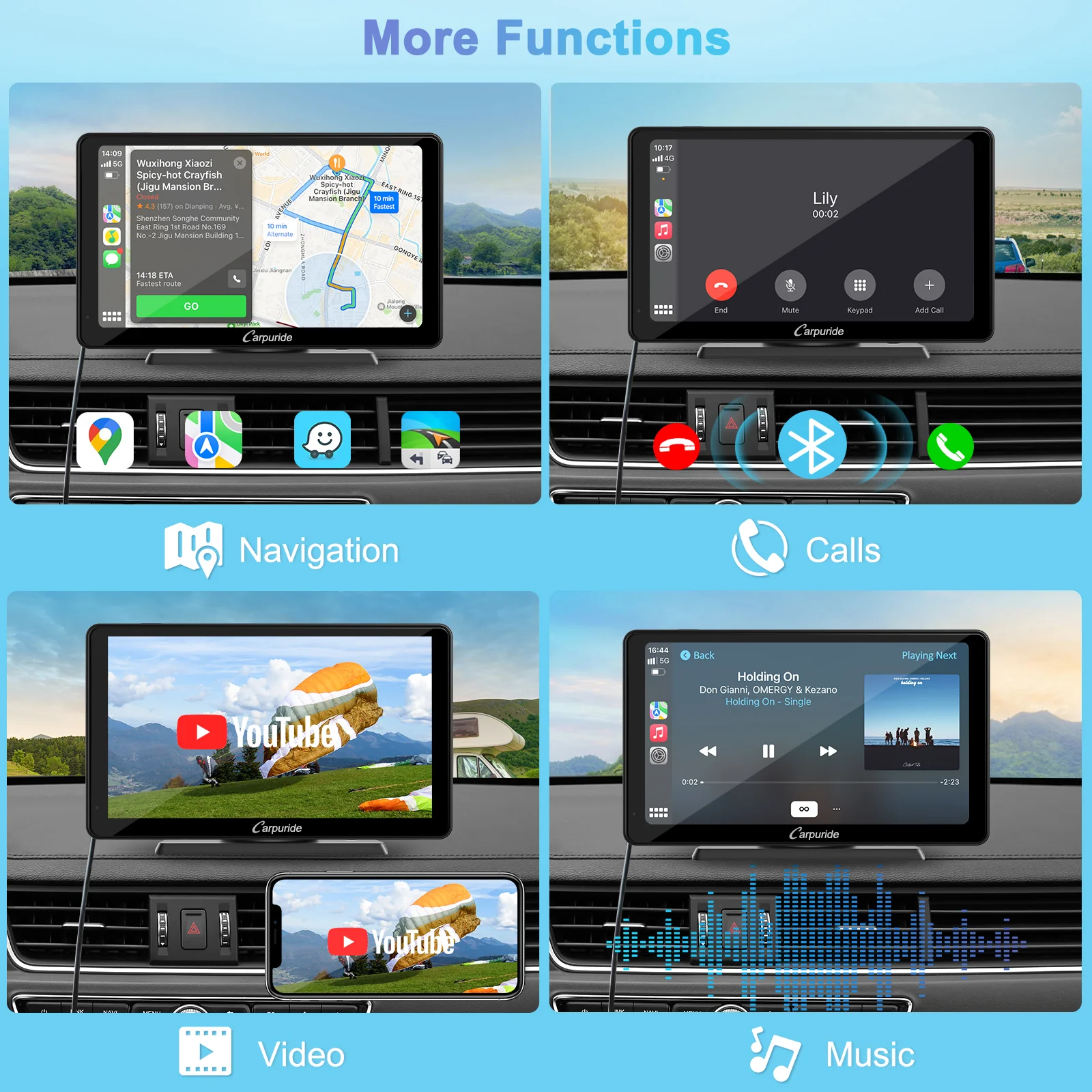 CARPURIDE C3 Portable Smart Multimedia Dashboard Console with Detachable Sunshade and Backup Camera - Image 5