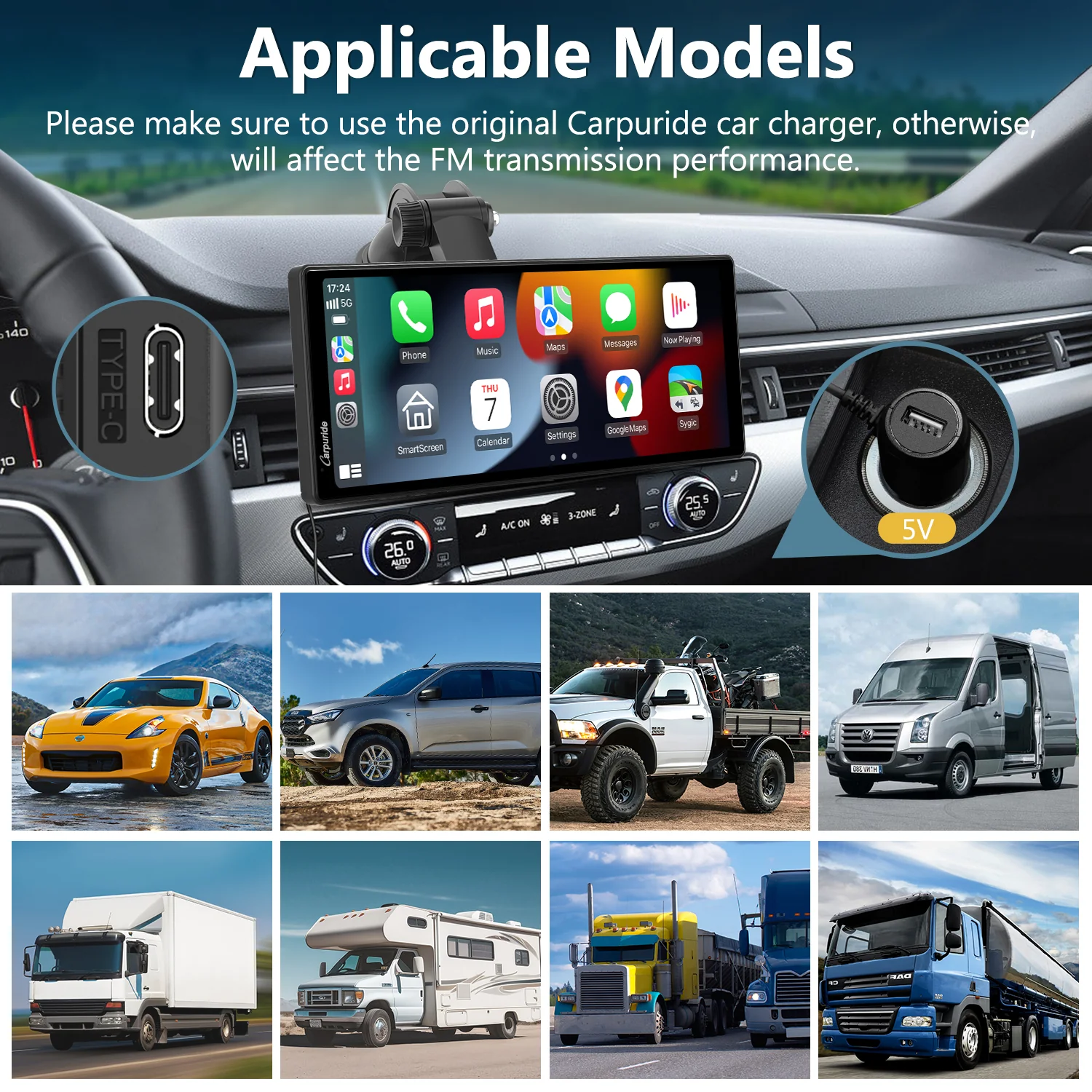 CARPURIDE C92 Portable Smart Multimedia Dashboard Console With Backup Camera - Image 11