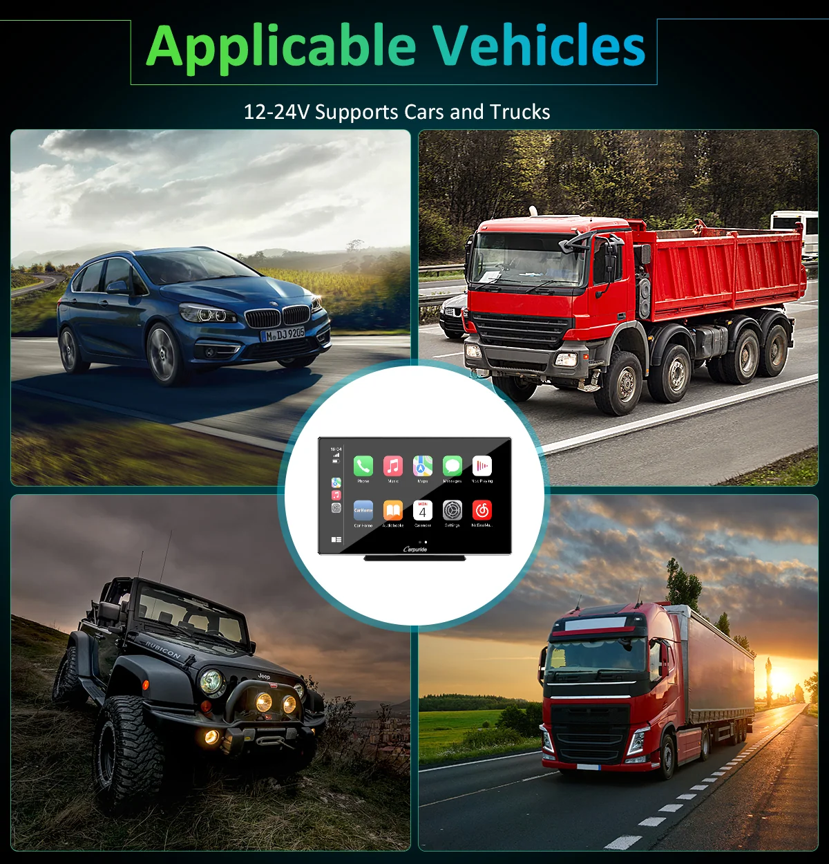 CARPURIDE Car Stereo with Wireless Apple CarPlay&Android Auto, 9" IPS Touch Screen, Multimedia Player & Bluetooth 5.0 Audio Hands Free Calling, GPS/Siri/Google/Mirror Link/Light-sensing/EQ effect with Backup Camera - Image 7