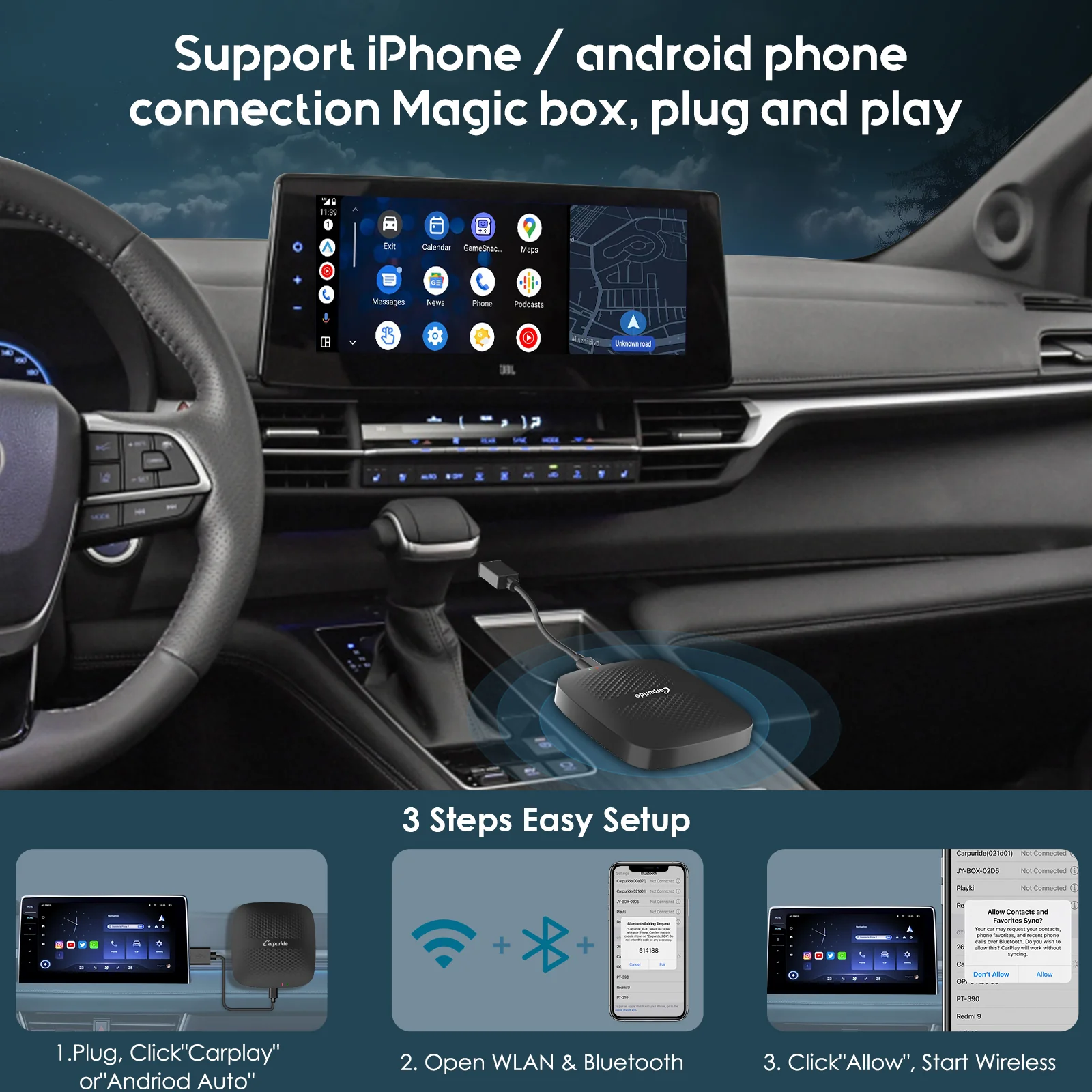 CARPURIDE H02 2-in-1 Magic Box adapter - Wireless CarPlay or Android Auto Adapter - Image 5