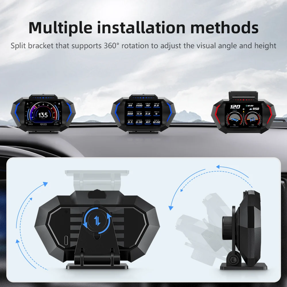Carpuride P24 Newest Head-Up Display OBD2+GPS Smart Car HUD Gauge Digital Odometer - Image 7