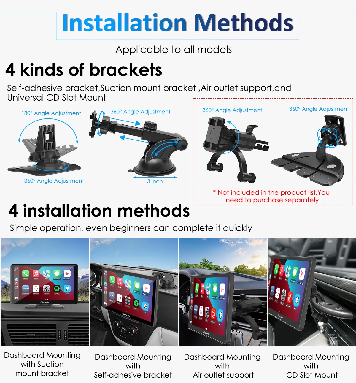 CARPURIDE W101 Portable Smart Multimedia Dashboard Console Suitable for Larger Vehicles - Image 7