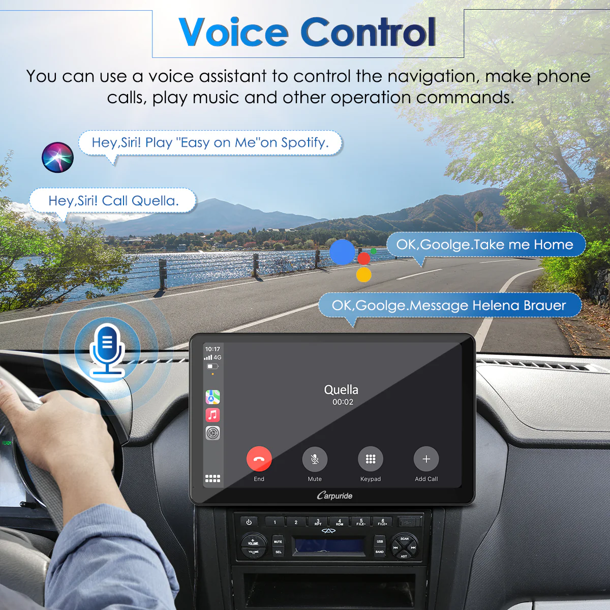CARPURIDE W101 Portable Smart Multimedia Dashboard Console with Steering Wheel Control Suitable for Larger Vehicles - Image 4