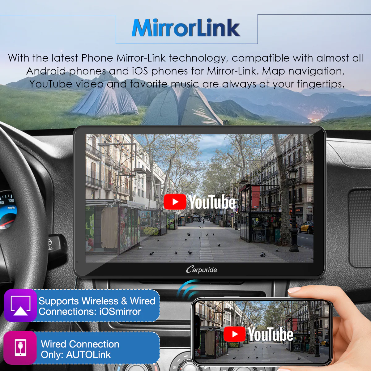 CARPURIDE W101 Portable Smart Multimedia Dashboard Console with Steering Wheel Control Suitable for Larger Vehicles - Image 6