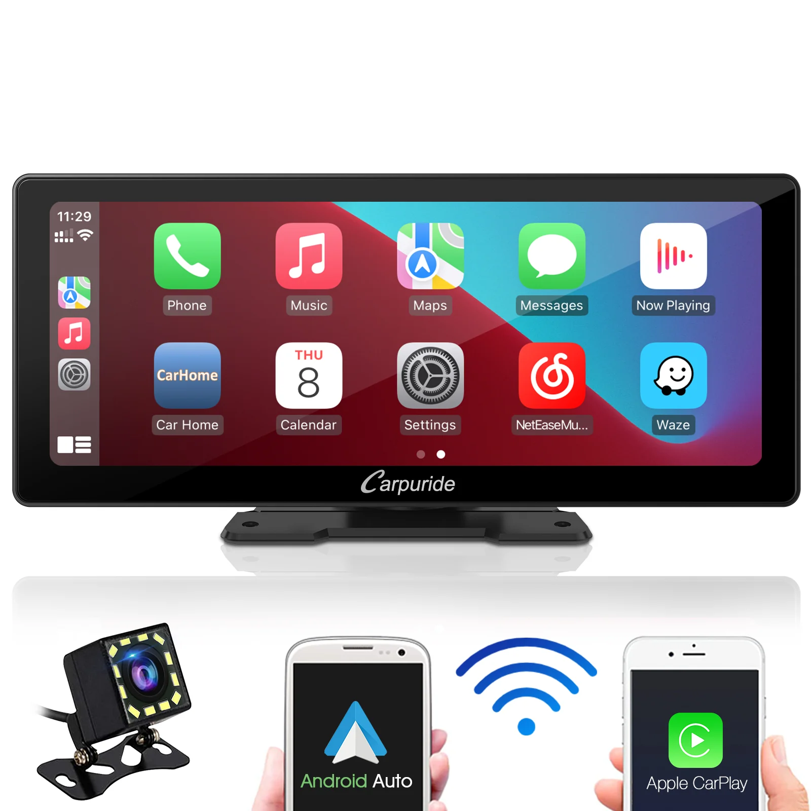 CARPURIDE W103 Portable Smart Multimedia Dashboard Console With Backup Camera