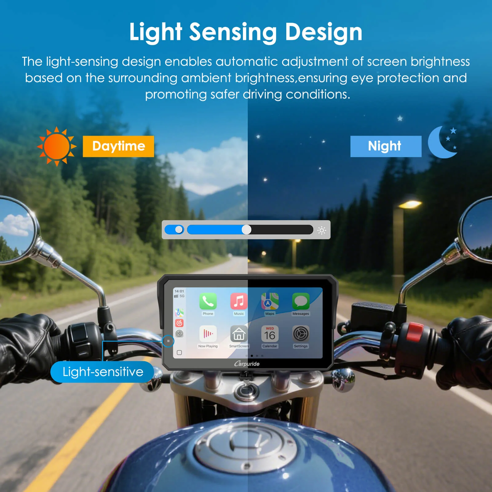 Carpuride W602S Pro with Optional TPMS | 6-Inch Motorcycle CarPlay | Plug-and-Play BM05 Bracket with Type-C Port - Image 10