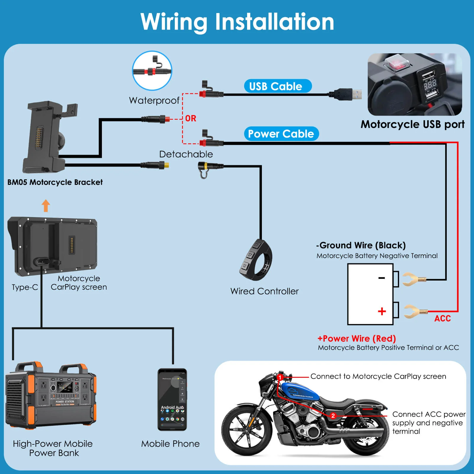 Carpuride W602S Pro with Optional TPMS | 6-Inch Motorcycle CarPlay | Plug-and-Play BM05 Bracket with Type-C Port - Image 8