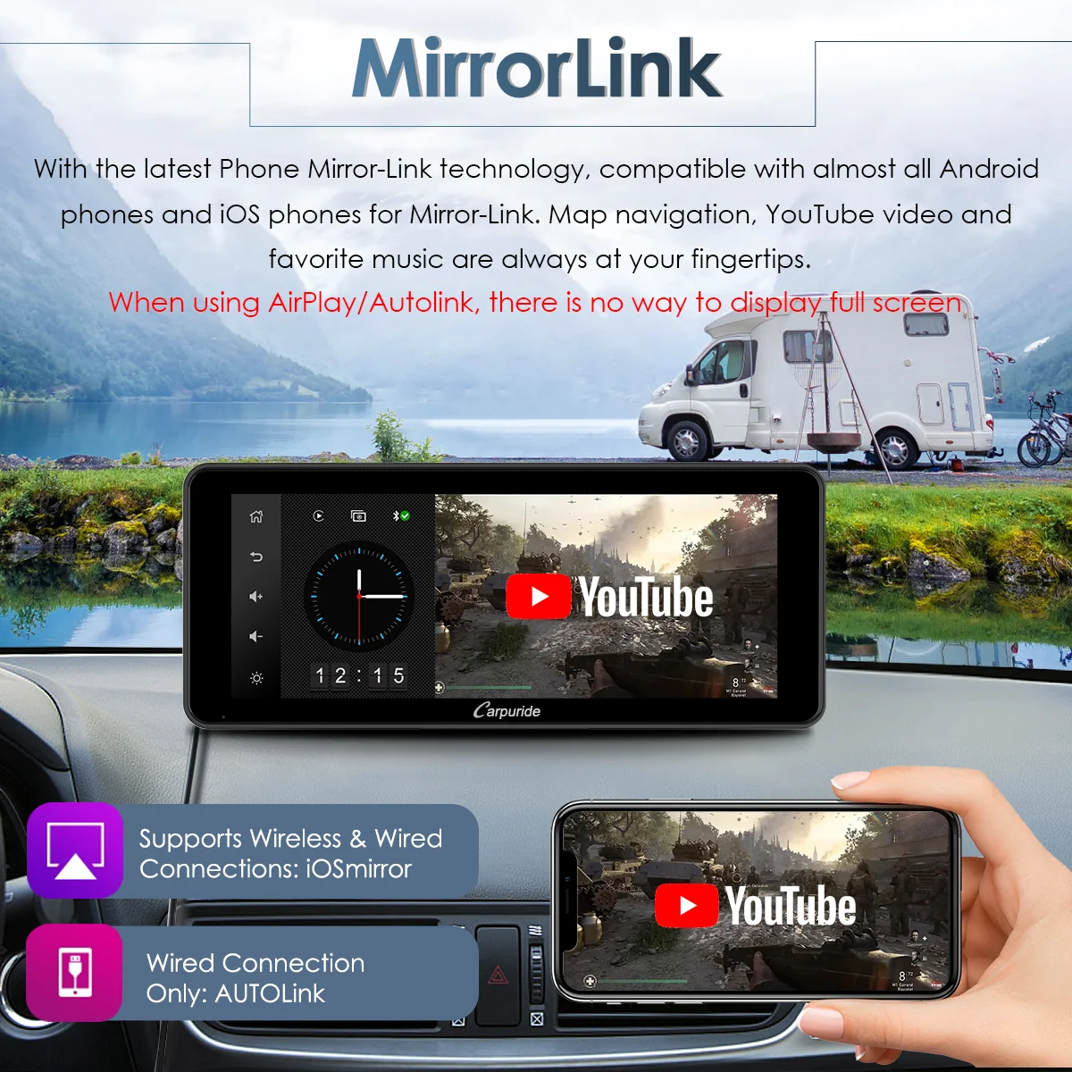 CARPURIDE W609 Portable Smart Multimedia Dashboard Console With Backup Camera - Image 8