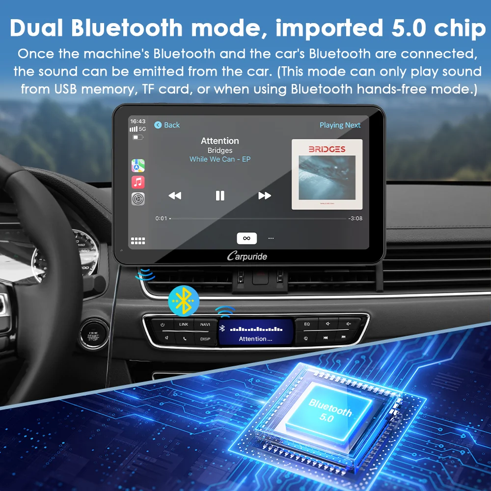 CARPURIDE W701 Plus Portable Wireless Car Stereo with Backup Camera, Support Install Apps - Image 5