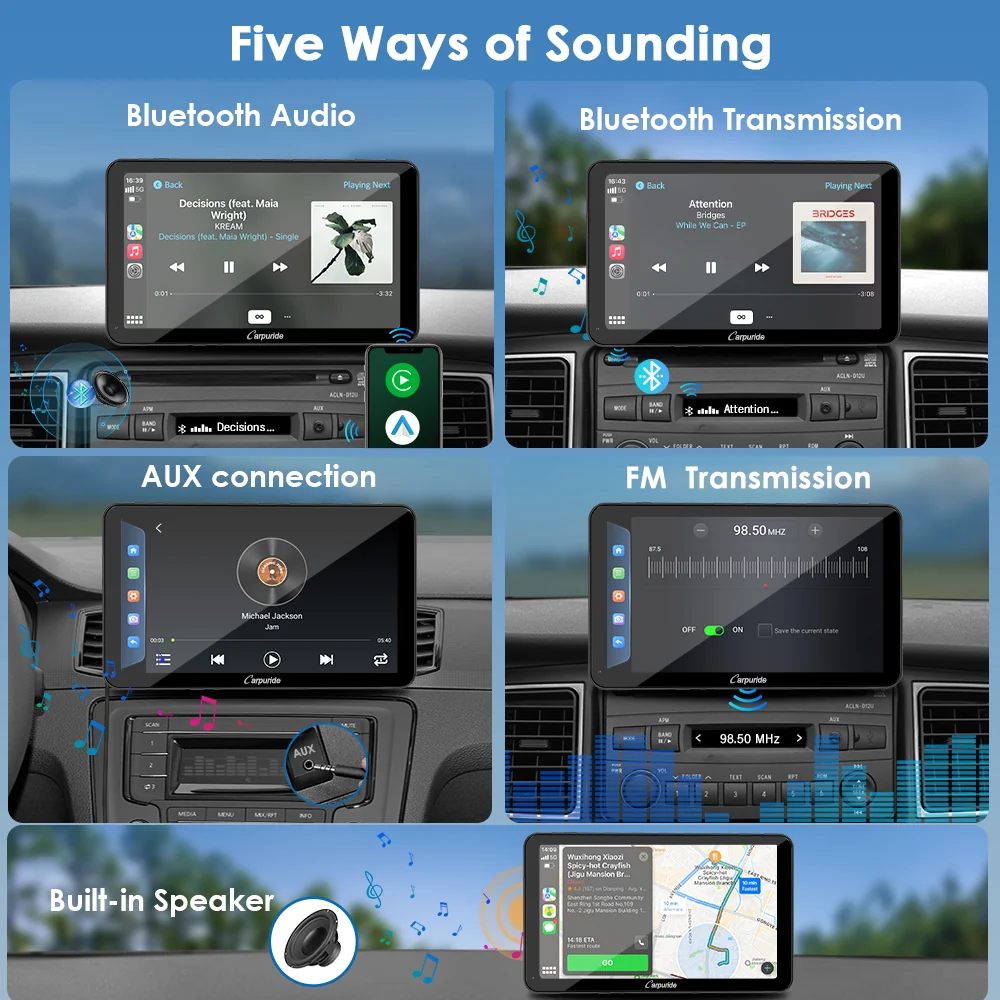 CARPURIDE W701 Plus Portable Wireless Car Stereo with Backup Camera, Support Install Apps - Image 6