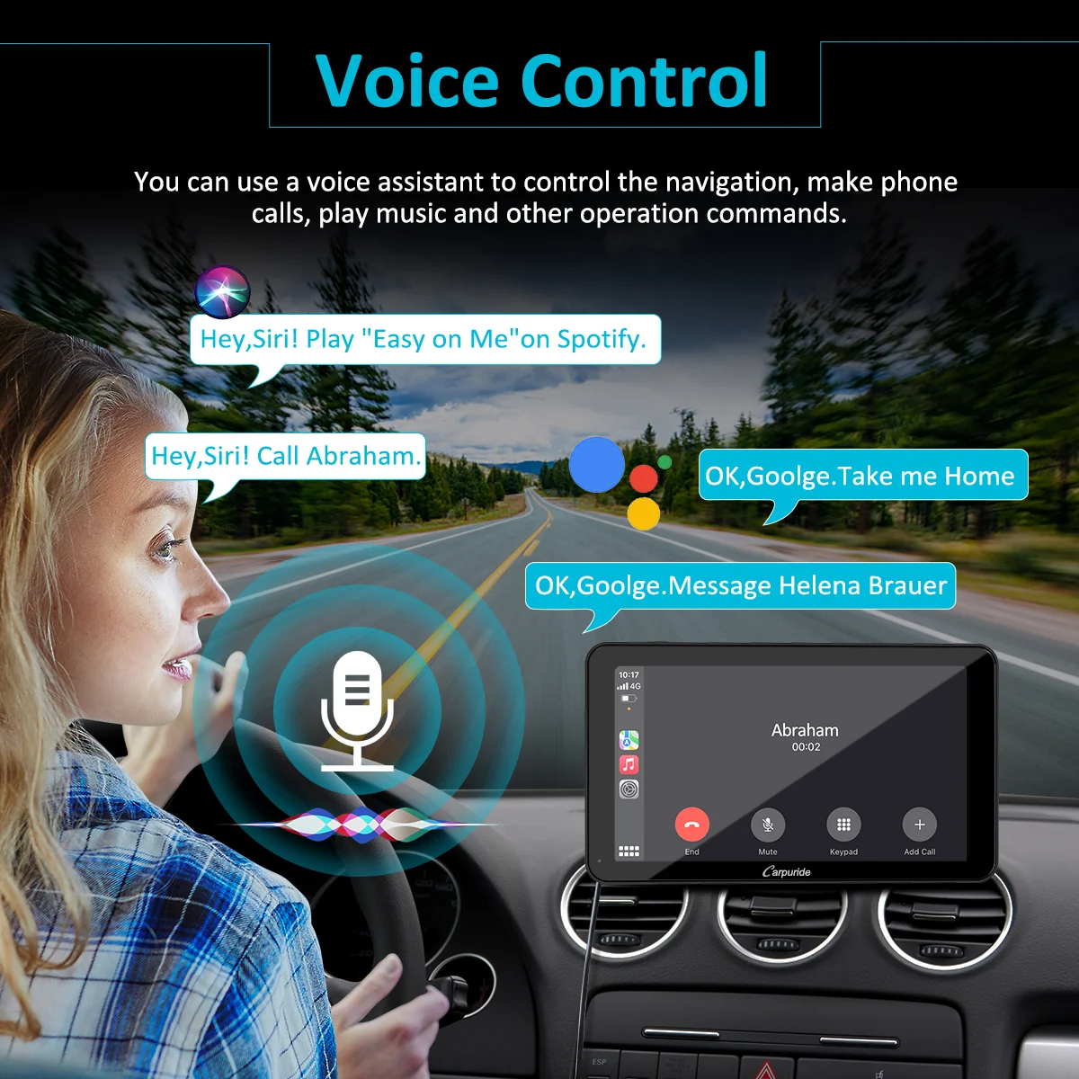 CARPURIDE W701 Pro Portable Smart Multimedia Dual Bluetooth Dashboard Console With Backup Camera - Image 5
