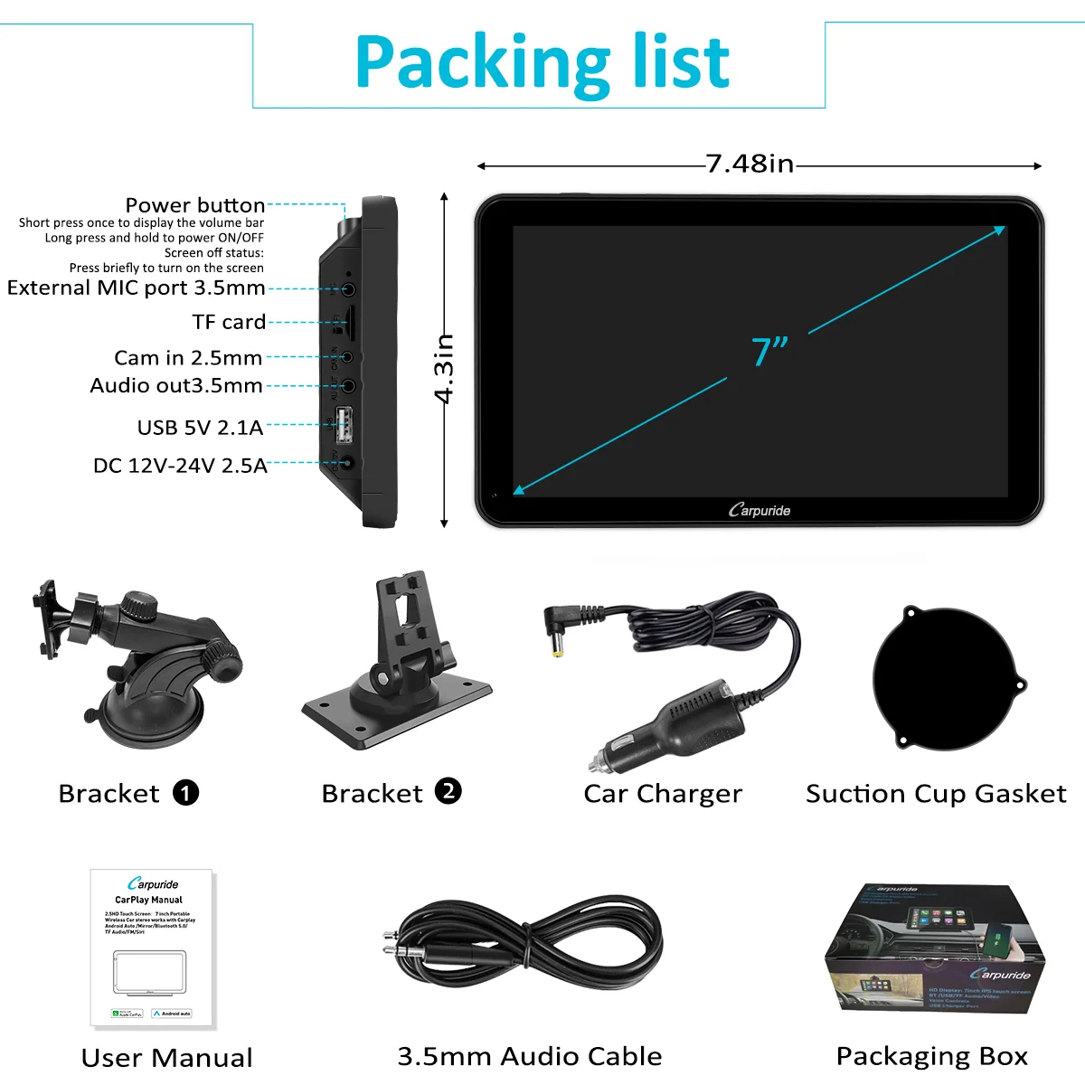 CARPURIDE 701 Wireless Portable Car Stereo - Image 7