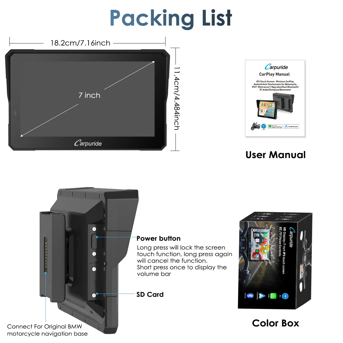 Carpuride W702BS/W502BS - BMW Motorcycle CarPlay with OEM Controller Integration - Image 10