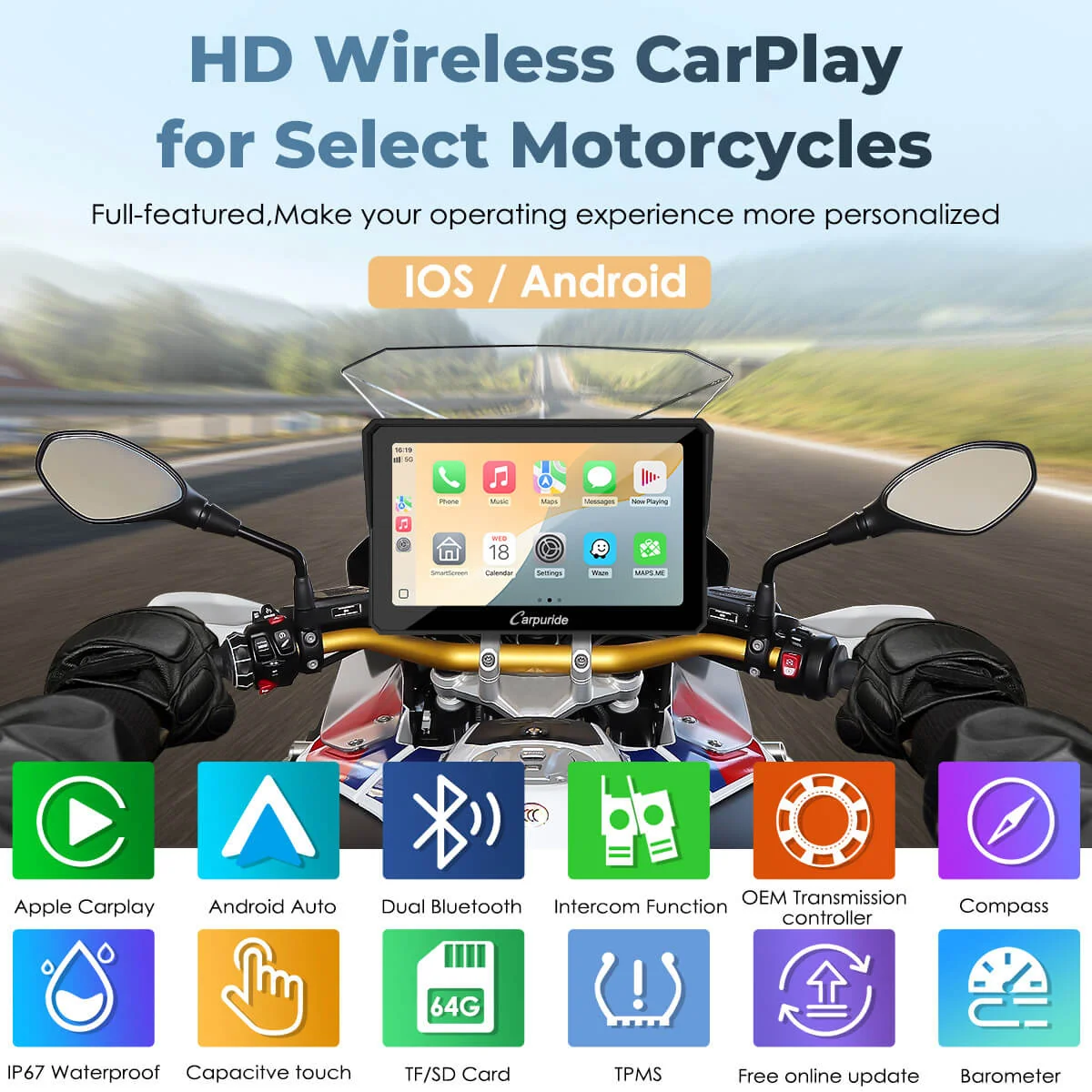 Carpuride W702BS/W502BS - BMW Motorcycle CarPlay with OEM Controller Integration - Image 3