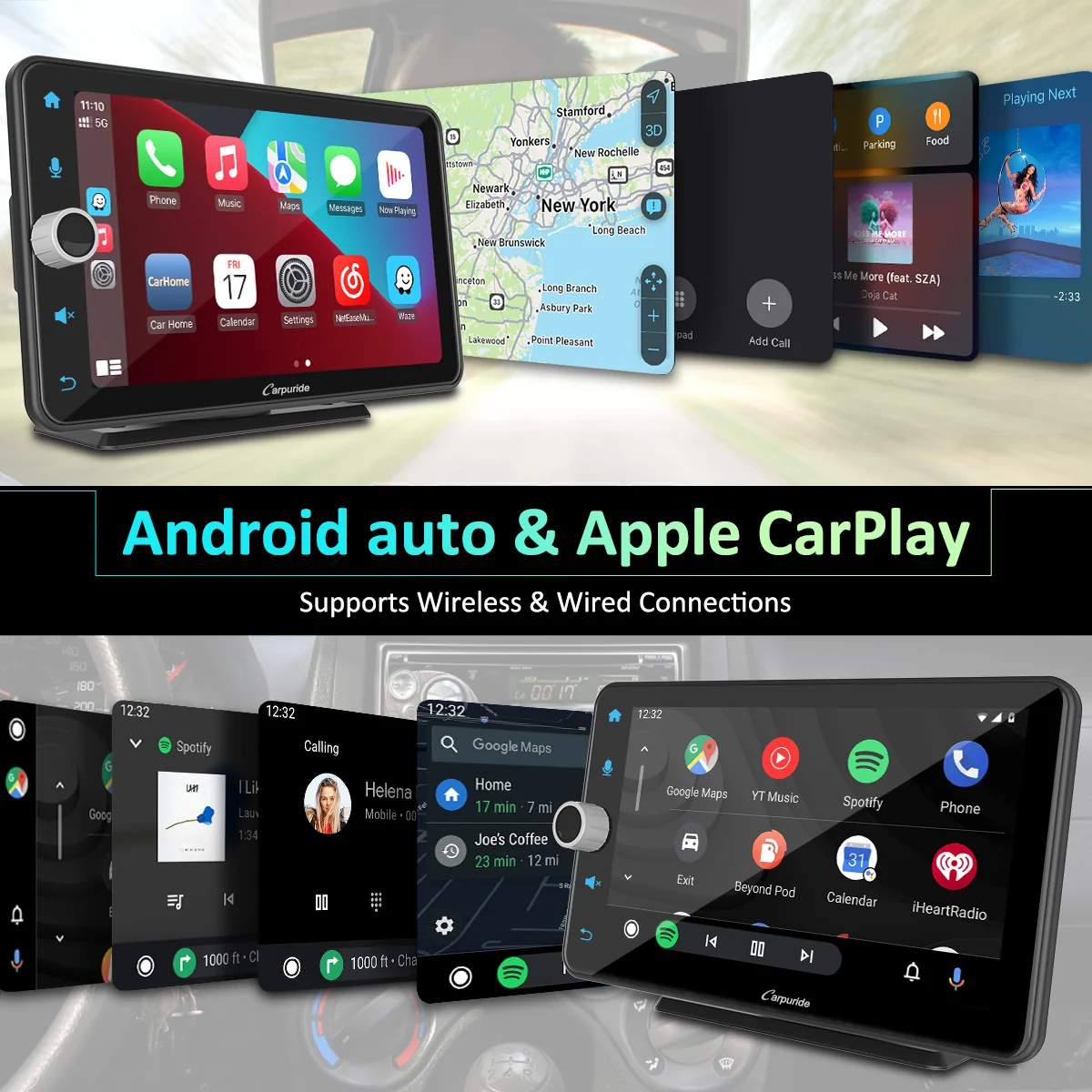 CARPURIDE W706 Multifunctional Portable Navigation, Car Stereo with Carplay and Android Auto, 7" IPS Touch Screen, Google, and Siri Assistant - Image 2