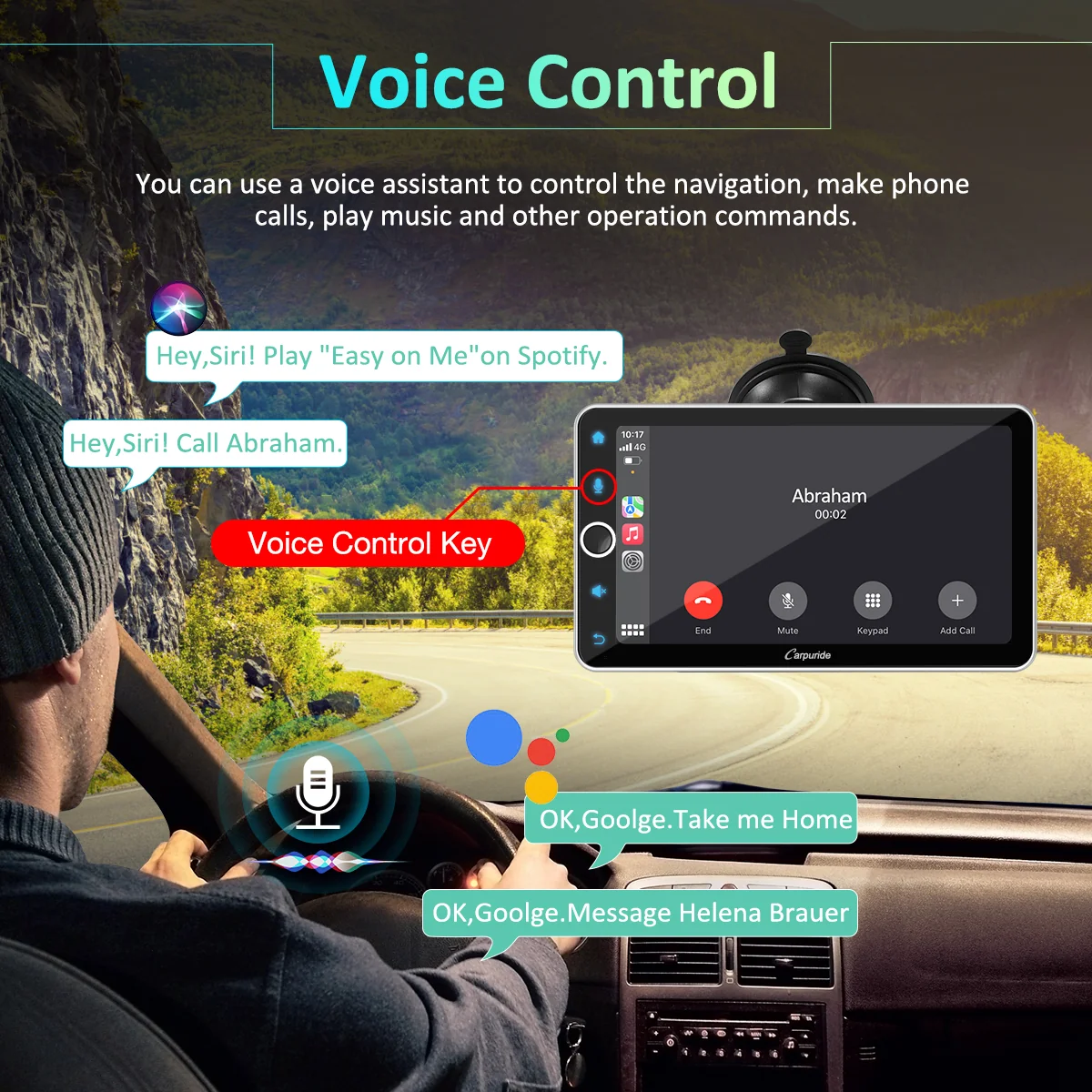CARPURIDE W706 Wireless Portable Car Stereo Silver Frame with Backup Camera - Image 3