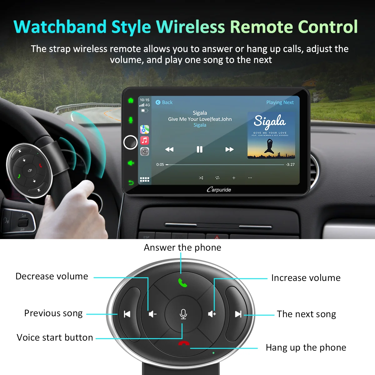 CARPURIDE W706 Wireless Portable Car Stereo with Steering Wheel Control - Image 7