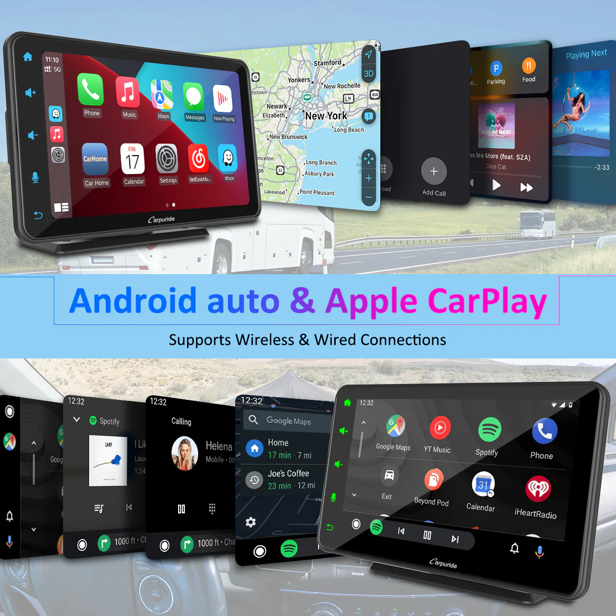 CARPURIDE W707 Wireless Portable Car Stereo  with Steering Wheel Control - Image 2