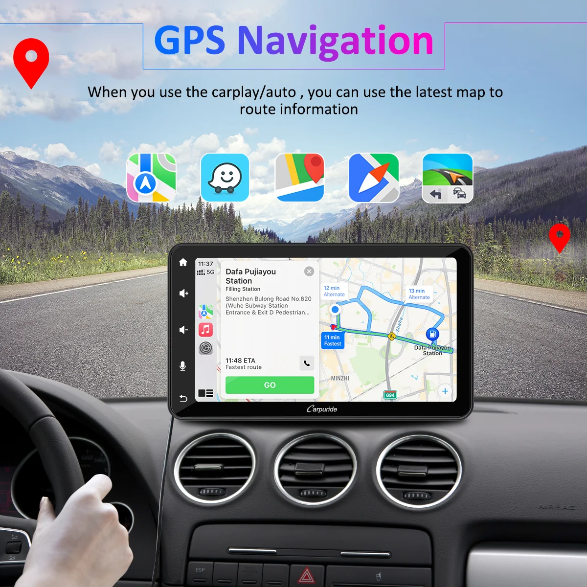 CARPURIDE W707 Wireless Portable Car Stereo  with Steering Wheel Control - Image 3