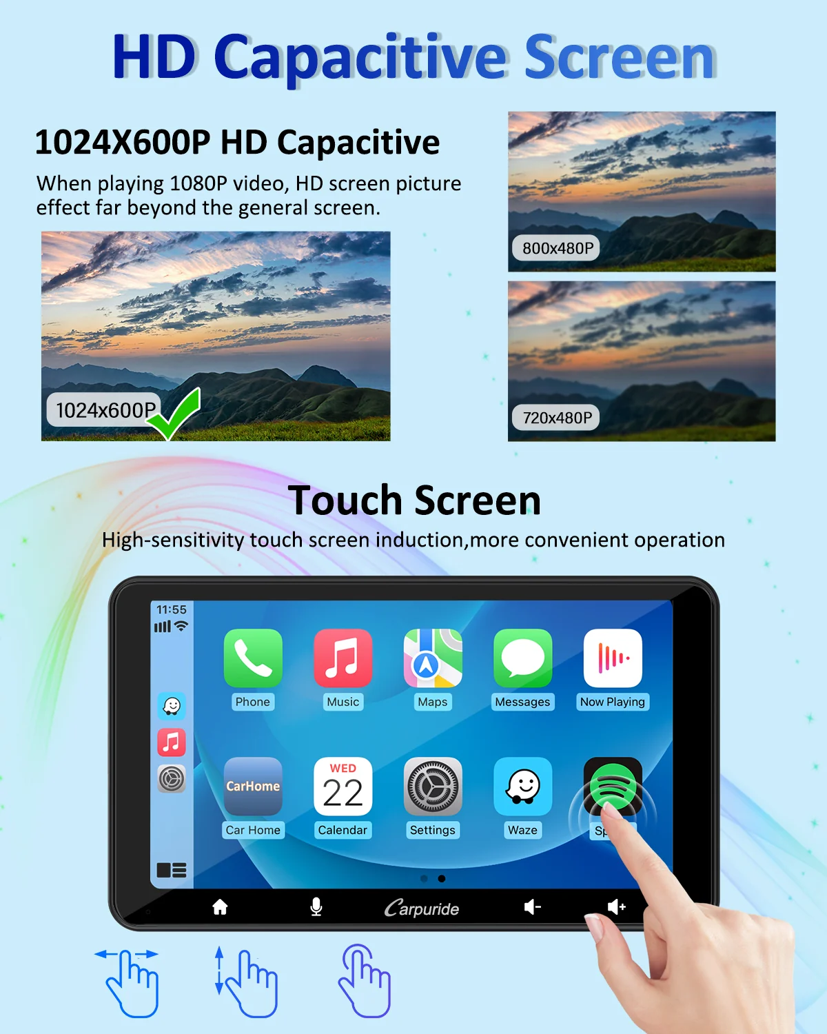 CARPURIDE W708 Pro Portable Smart Multimedia Dual Bluetooth Dashboard Console - Image 8