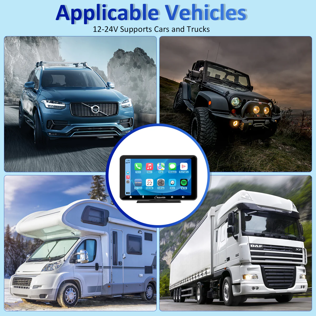 CARPURIDE W708 Wireless Portable Car Stereo with Backup Camera - Image 10
