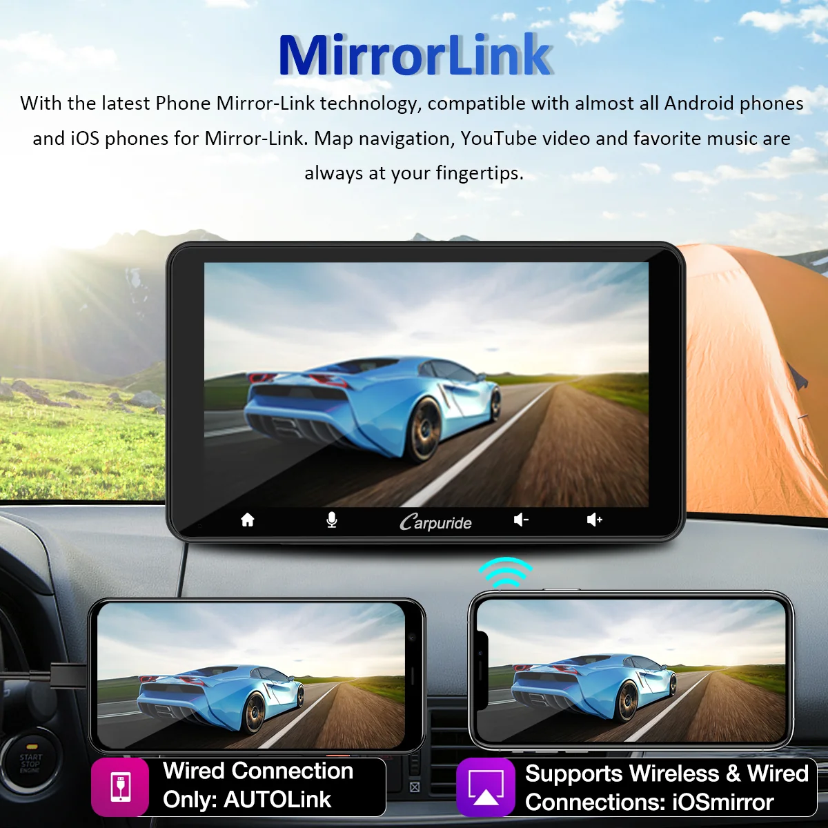 CARPURIDE W708 Wireless Portable Car Stereo with Backup Camera - Image 9