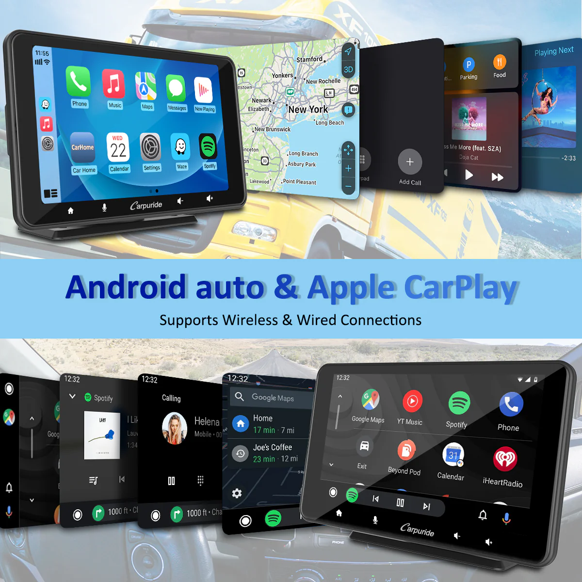 CARPURIDE W708 Wireless Portable Car Stereo with Steering Wheel Control - Image 2