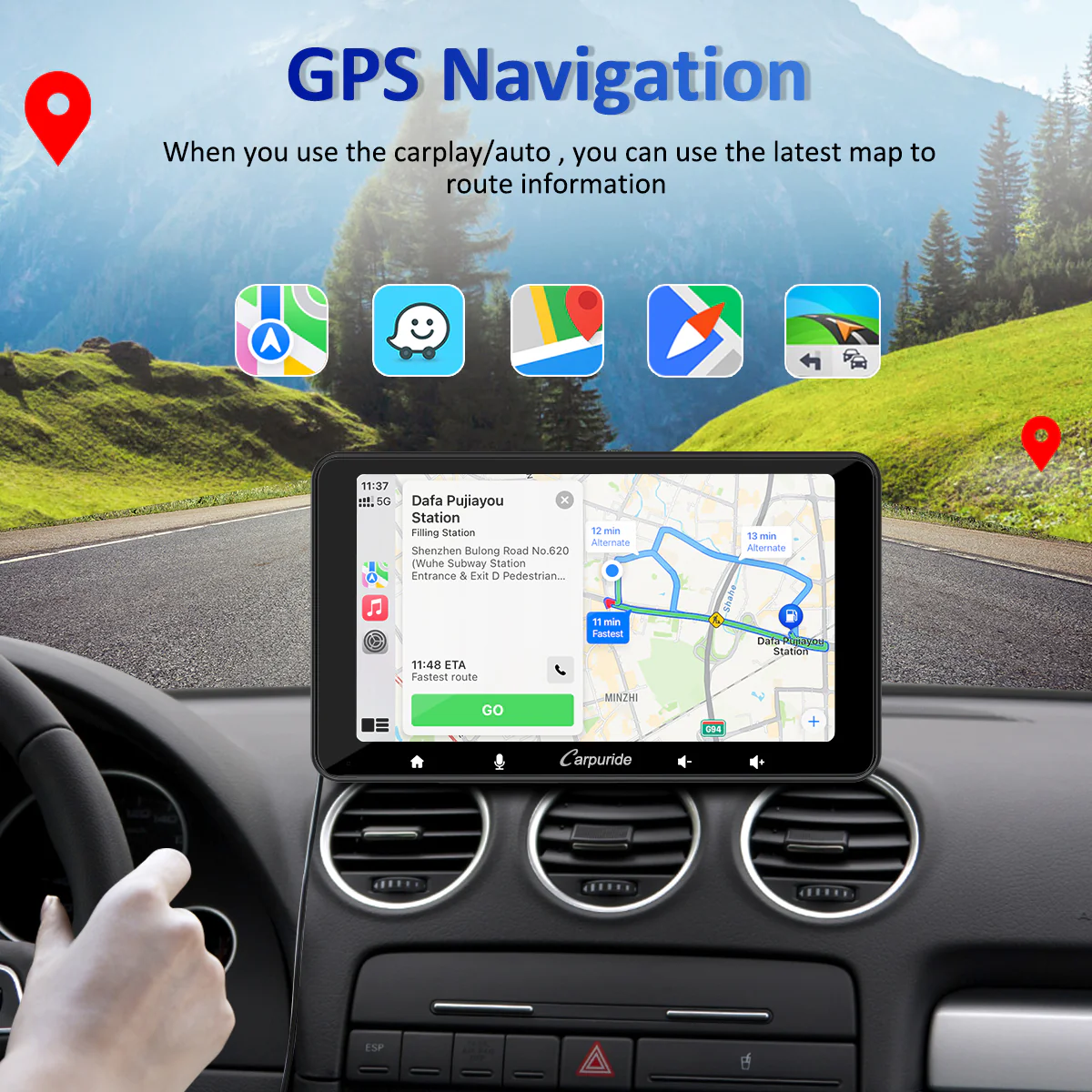 CARPURIDE W708 Wireless Portable Car Stereo with Steering Wheel Control - Image 3