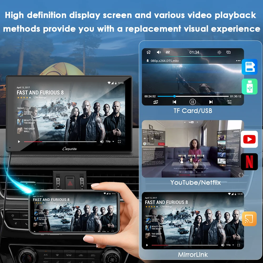 CARPURIDE W901 Plus Portable Wireless Car Stereo, Support Install Apps - Image 5