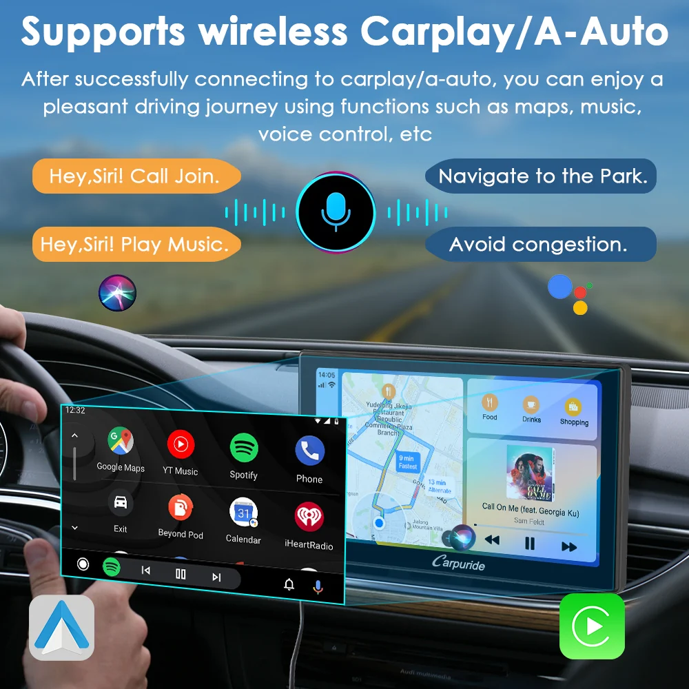 CARPURIDE W901 Plus Portable Wireless Car Stereo with Backup Camera, Support Install Apps - Image 3