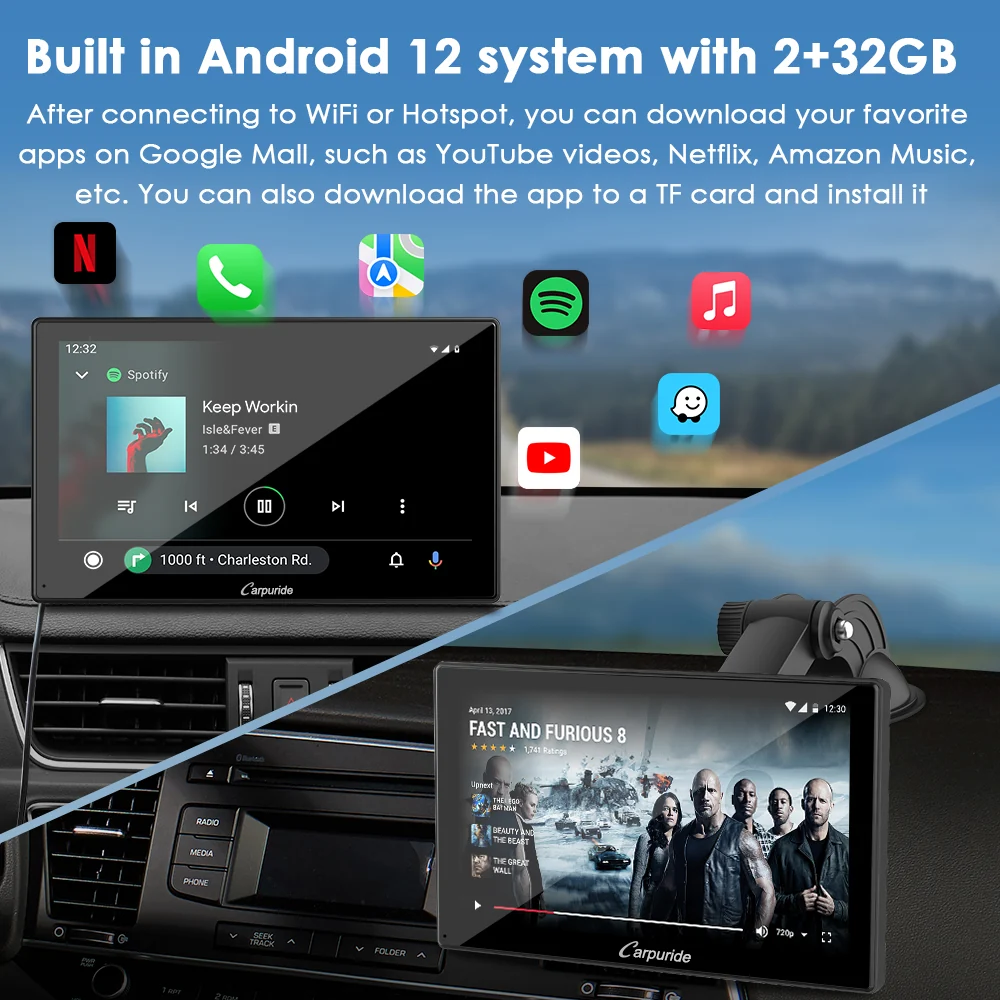 CARPURIDE W901 Plus Portable Wireless Car Stereo with Backup Camera, Support Install Apps - Image 4