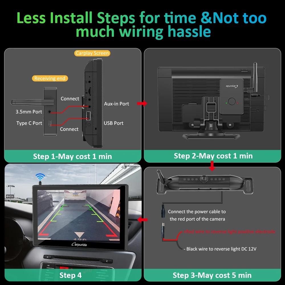 CARPURIDE W901 Portable Smart Multimedia Dashboard Console With WF01 Wireless Rear Camera - Image 12