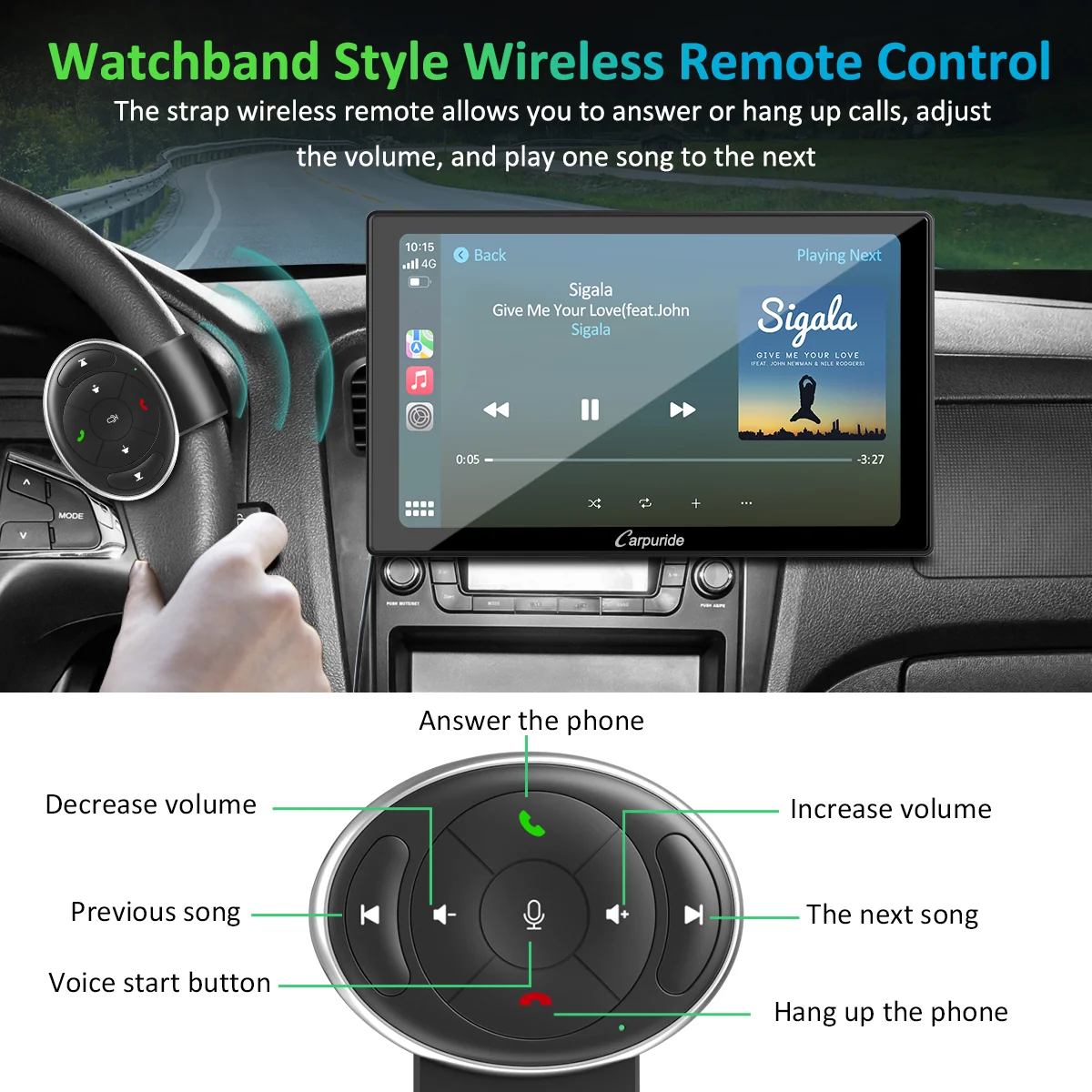 CARPURIDE W901 Wireless Portable Car Stereo with Steering Wheel Control - Image 6