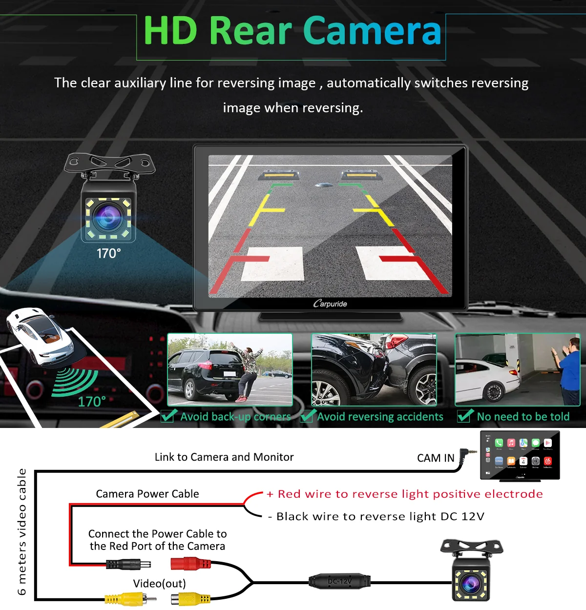 CARPURIDE W901 Pro Portable Smart Multimedia Dual Bluetooth Dashboard Console With Backup Camera - Image 8