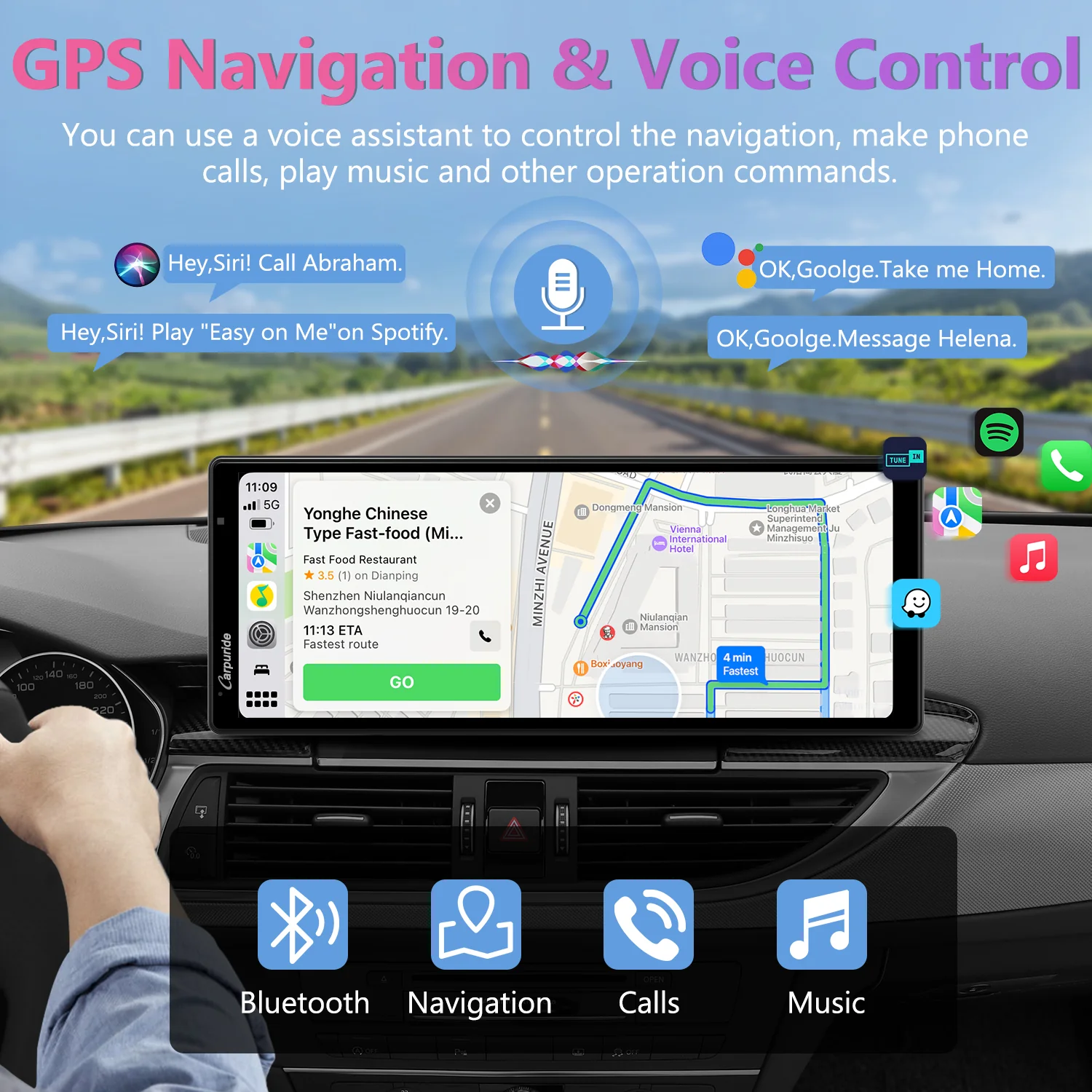 CARPURIDE W903 Portable Smart Multimedia Dashboard Console with Dual Cameras and DVR Function - Image 4