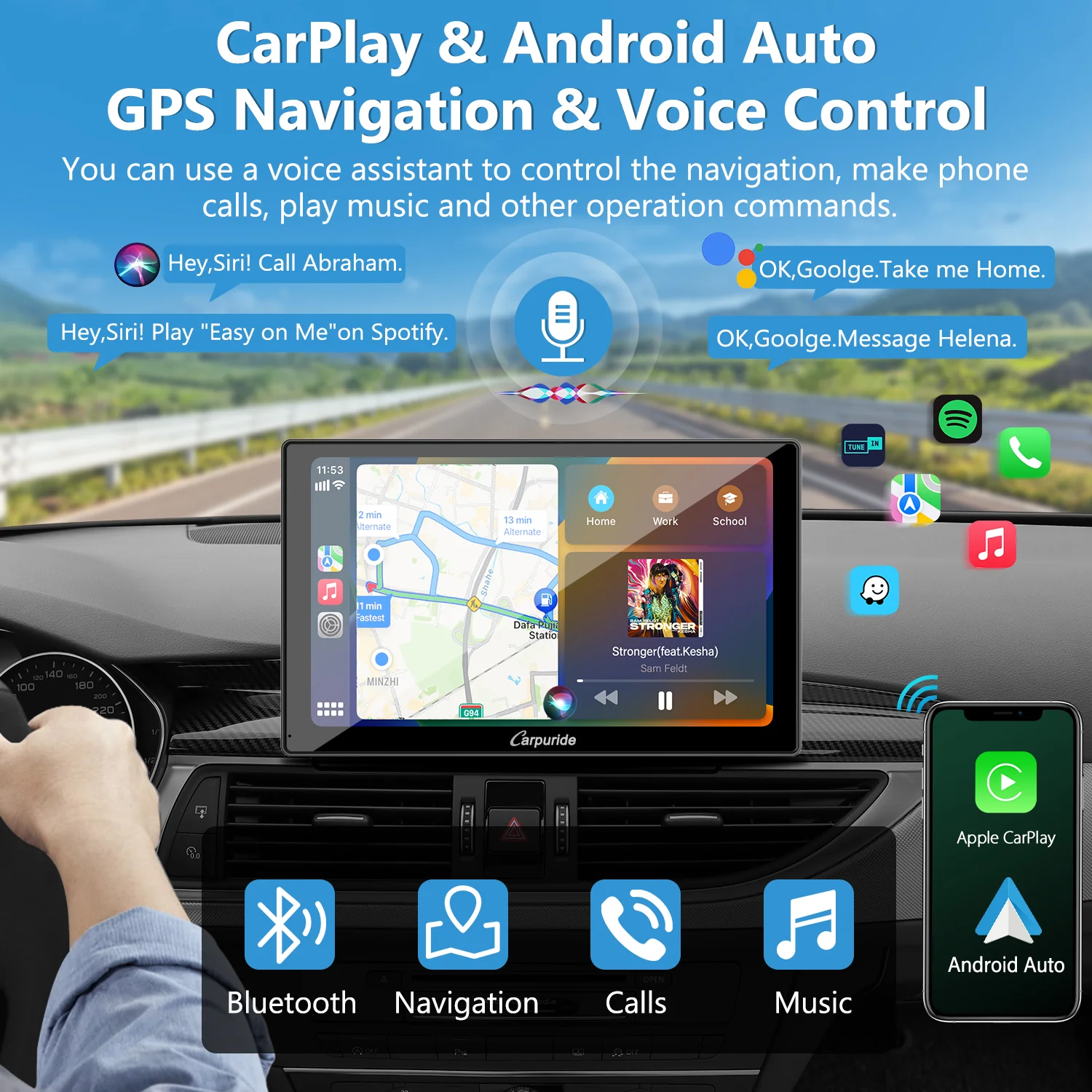 CARPURIDE W905 Portable Smart Multimedia Car Stereo with Dual Cameras and DVR Function - Image 2