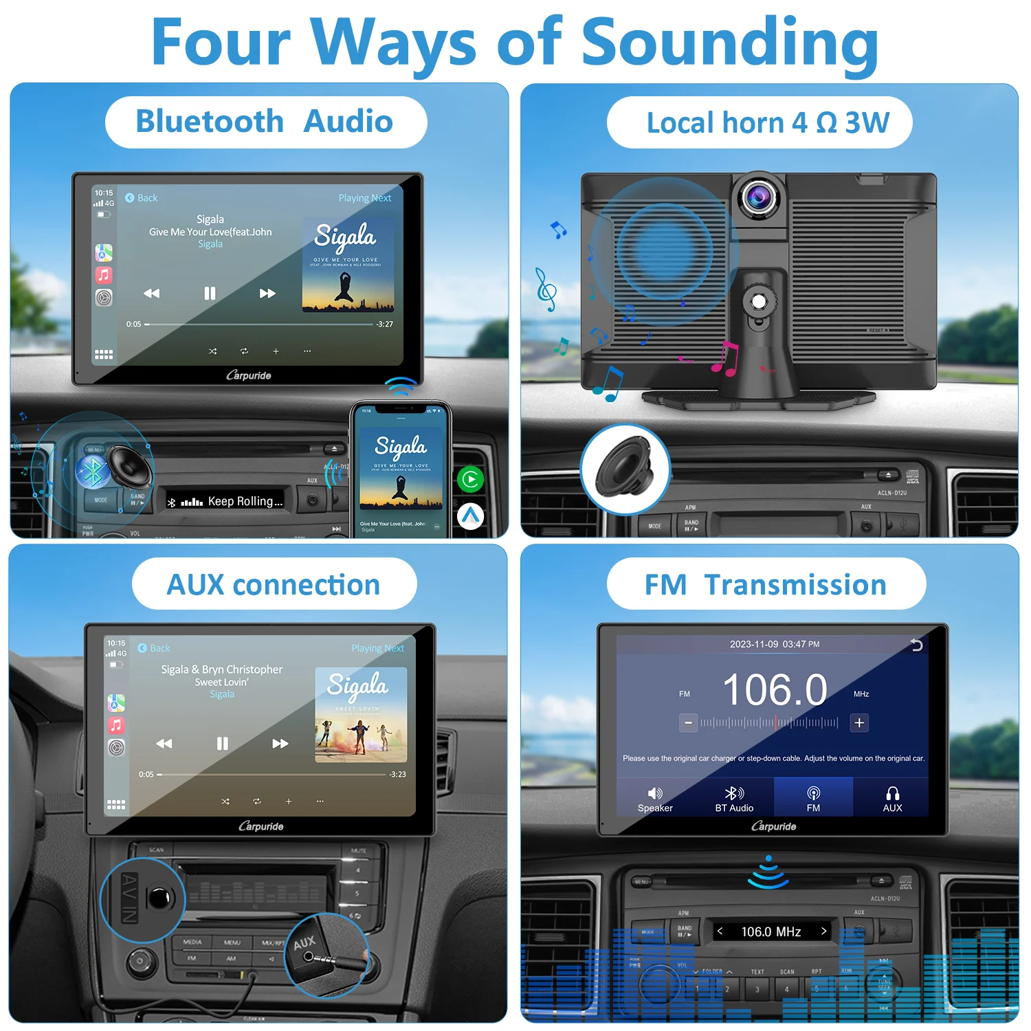 CARPURIDE W905 Portable Smart Multimedia Car Stereo with Dual Cameras and DVR Function - Image 6