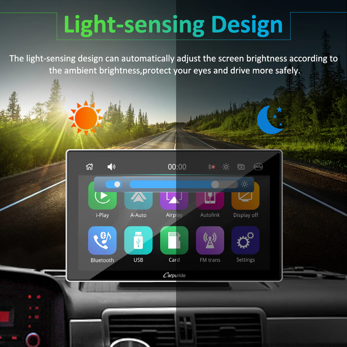 CARPURIDE Wireless Portable Car Stereo, support Google and Siri Assistant, 9 Inch IPS Touch screen, Car Radio Receiver with Carplay/ Android Auto/GPS /Mirror link/Bluetooth/FM/Light-sensing/EQ effect,Silver Frame - Image 5